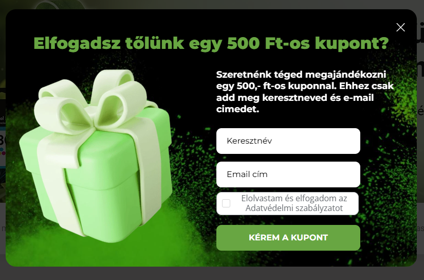 Kezdvezmény hírlevél feliratkozás